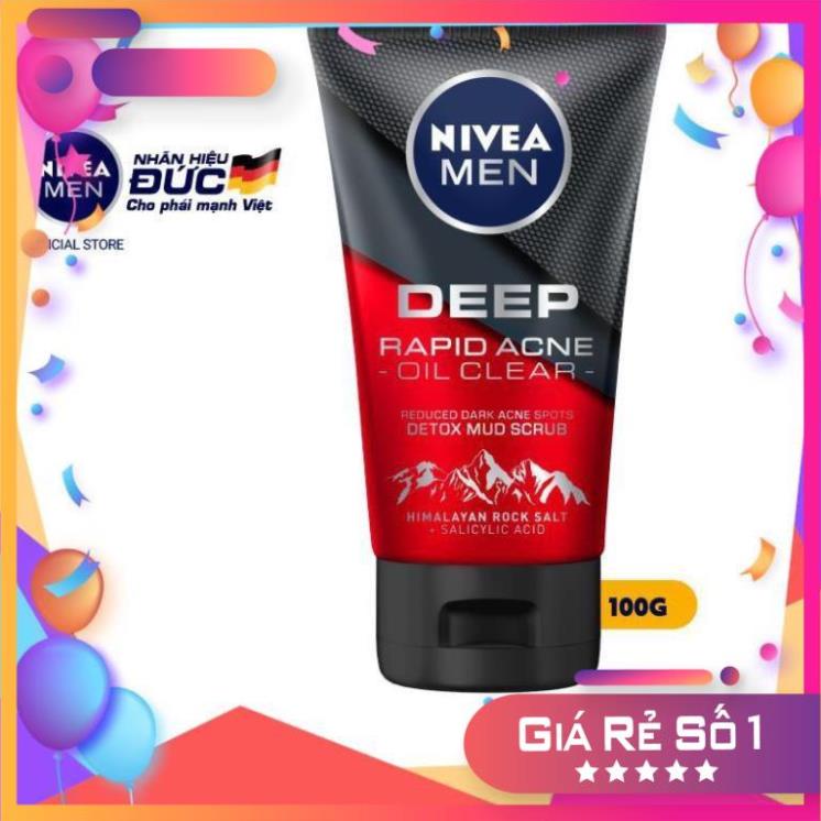 Sữa rửa mặt NIVEA MEN Deep Rapid Acne Oil Clear (100g)