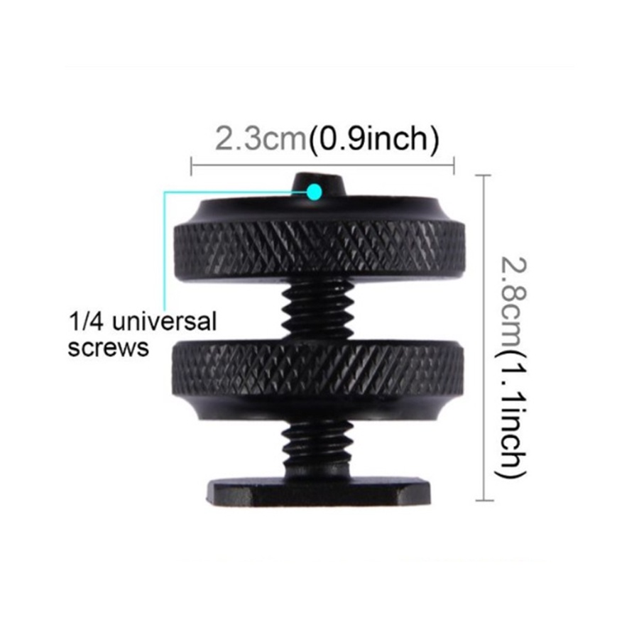 Ngàm Đế chuyển Hot Shoe máy ảnh ra 1/4 inch mẫu 2 khóa chốt vặn - Bằng kim loại phay CNC chuẩn HL921