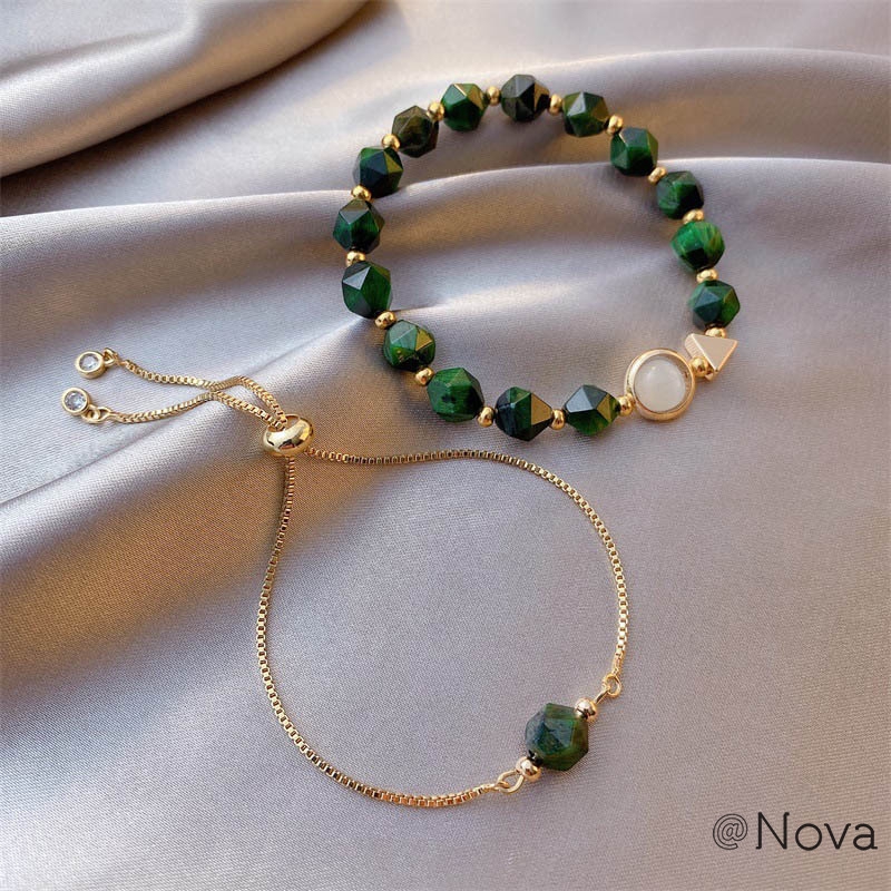 ❤Bộ 2 Vòng Tay Đính Đá Quý Màu Xanh Lá Sang Trọng Phong Cách Hàn Quốc Cho Nữ