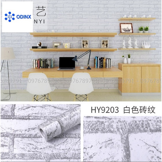 Giấy Dán Tường Giả Gạch 3d Có Keo Sẵn, Decal Dán Tường Giả Gạch 10m Cho Phòng Ngủ ODINX