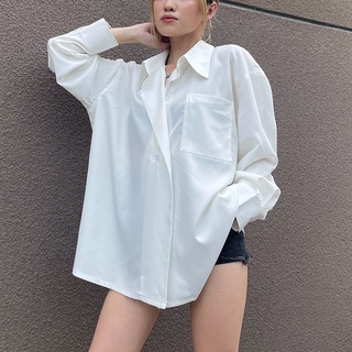 Áo sơ mi oversize Milan Shirt SMI004 thiết kế độc lạ, vạt lệch 2 cúc - Uni By Heart