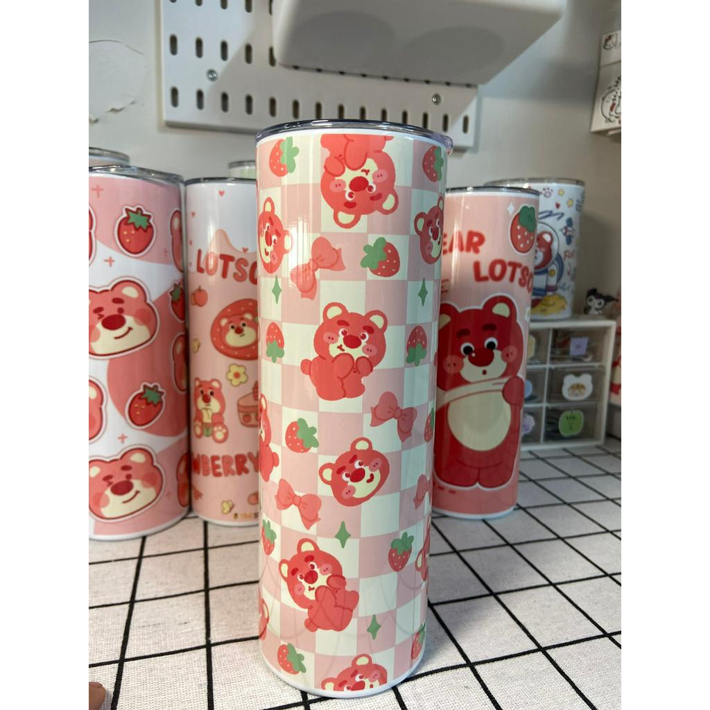 Bình Giữ Nhiệt Gấu Dâu Lotso 600ml Inox 304 Tặng Túi Đựng Ống Hút Inox - Tỉ Mỉ Studio