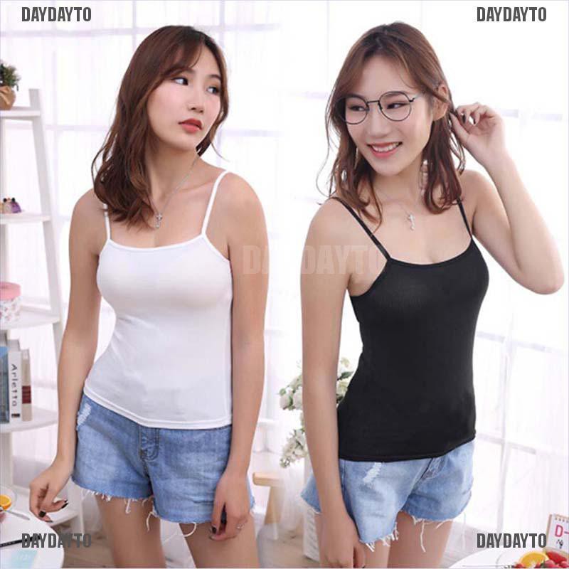 Áo Tank Top Hai Dây Cổ Tròn Màu Trơn Thời Trang Dành Cho Nữ