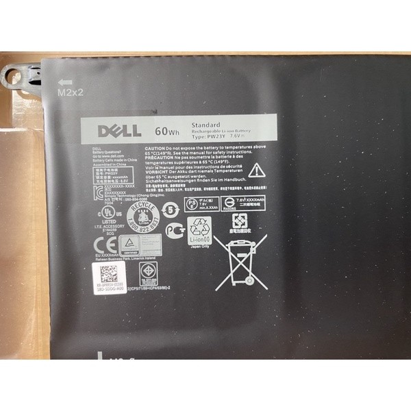 Pin laptop Dell XPS 13 9360 XPS 2017 TP1GT RNP72 0RNP72 PW23Y GD1JP PW23Y 0TP1GT ZIN NEW 60WH. Bảo hành toàn quốc