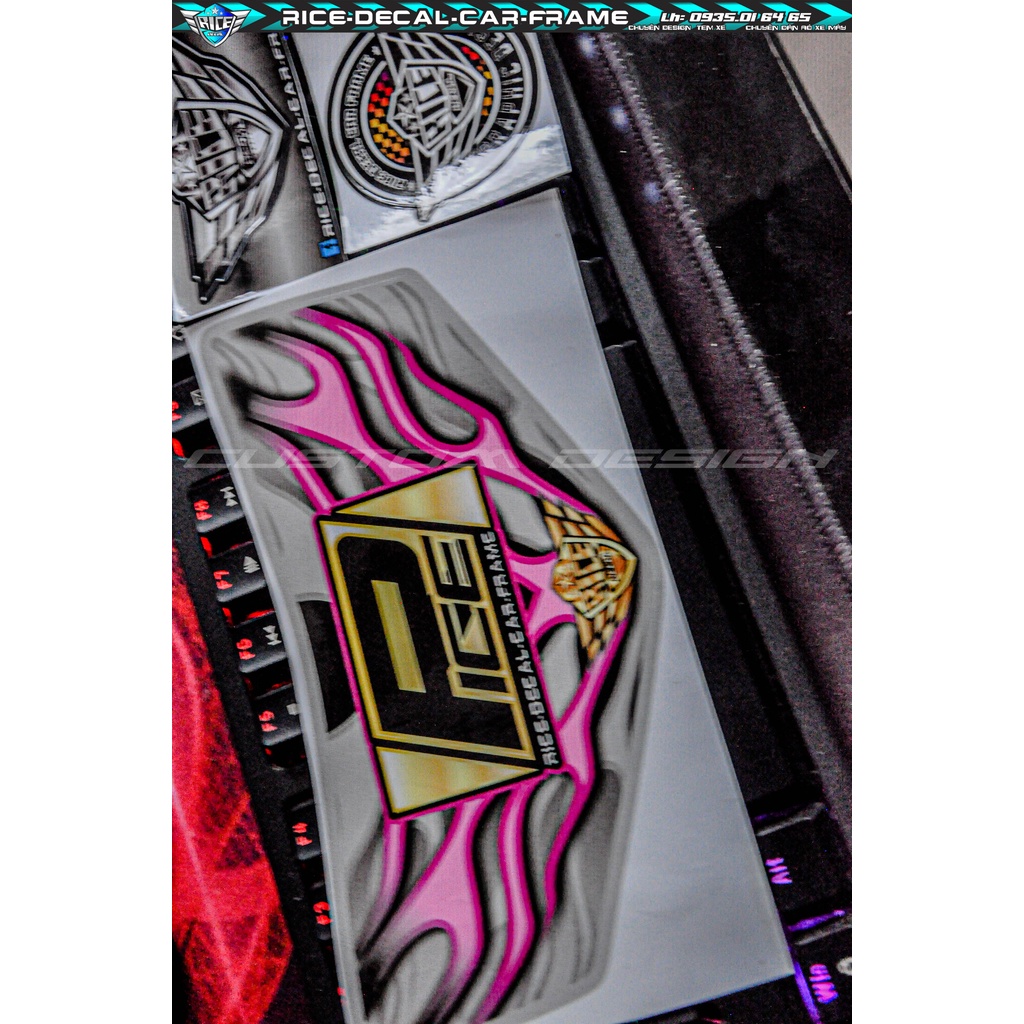 Tem Dán Hộp Đầu Sirius viềng Xám   Rice decal car frame Mẫu Lửa dán tất cả màu sơn