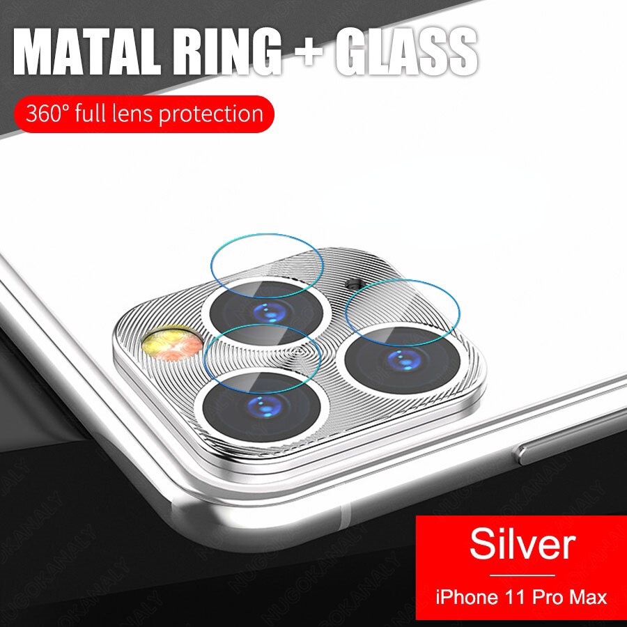 2 in 1 Protector Camera Glass For iPhone 11 Pro Max Metal Ring Protector Case