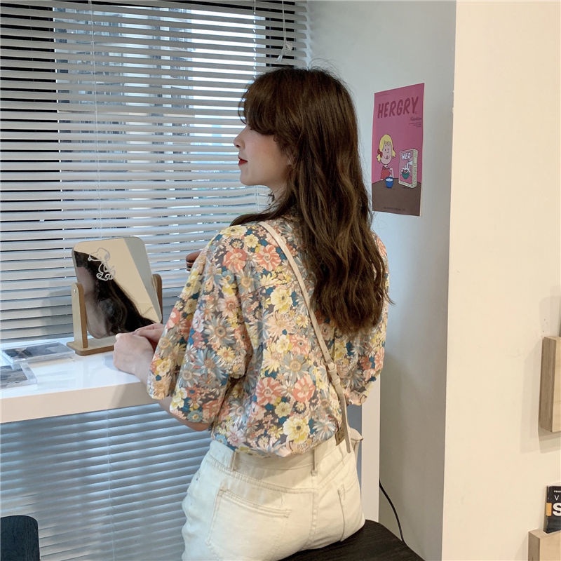 Áo Sơ Mi Hoa Tay Ngắn 178544 Áo Sơ Mi Dáng Rộng Phong Cách Retro Hợp Thời Trang Dễ Phối Đồ