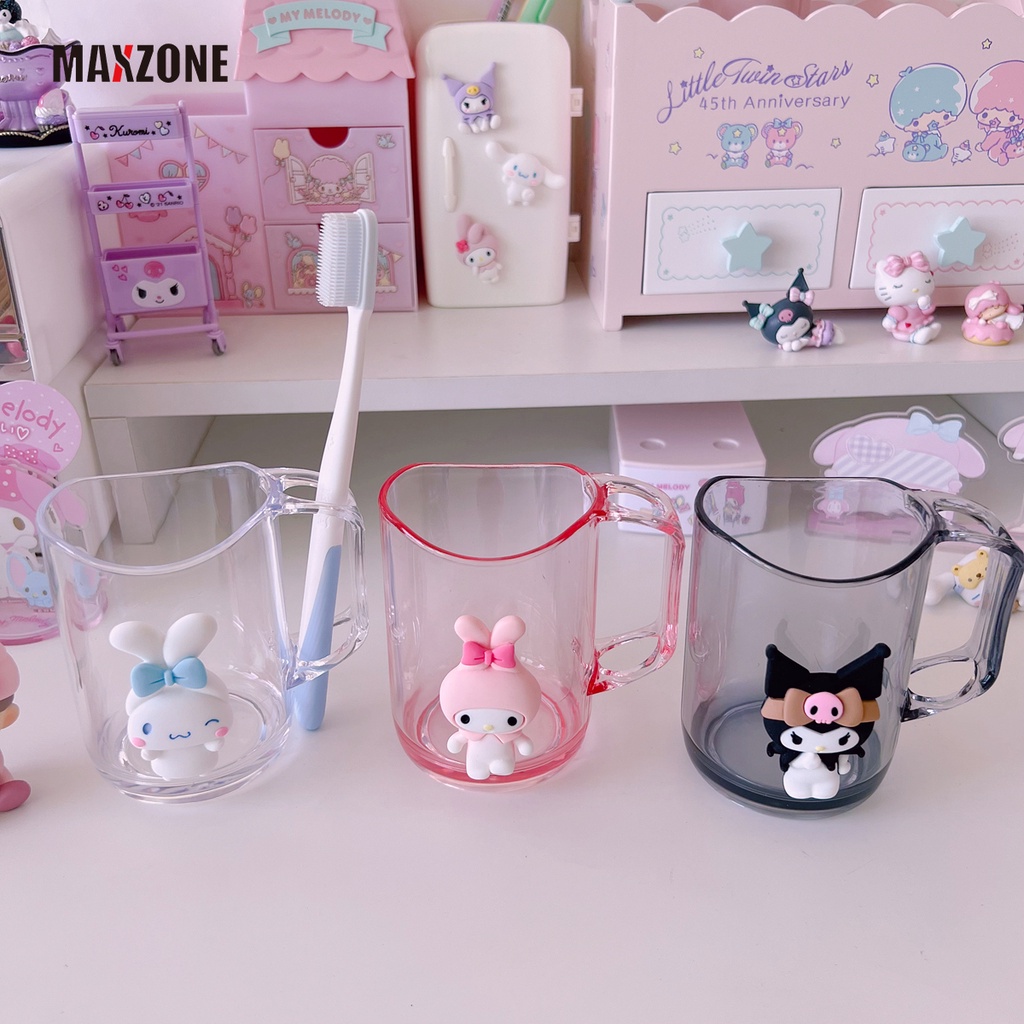 Cốc Súc Miệng Trong Suốt In Hình Kuromi Cinnamoroll My Melody Dễ Thương Cho Cặp Đôi