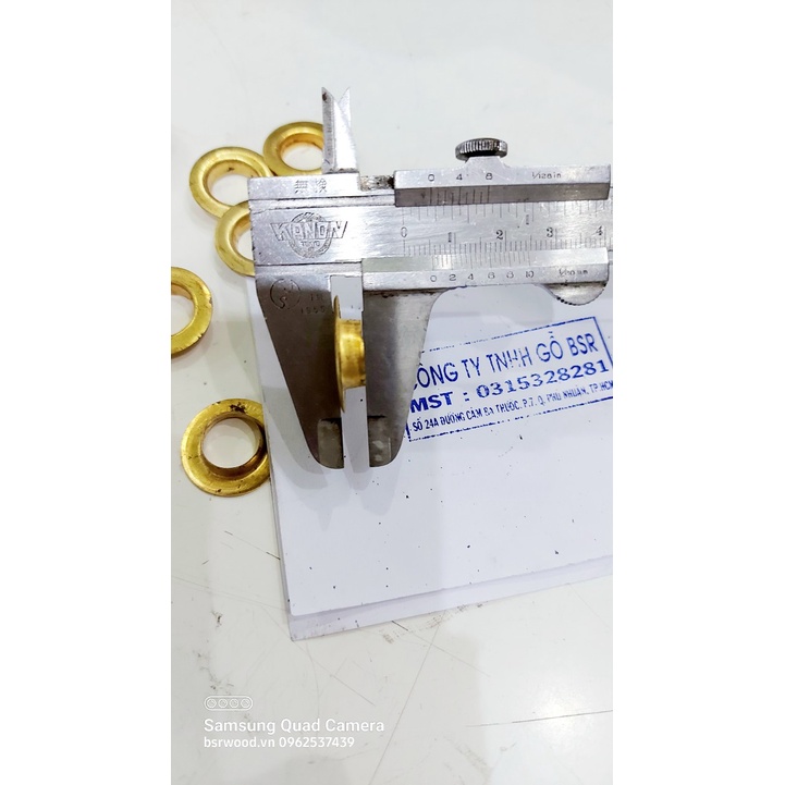 Khoen ore mắt cáo 14mm Bằng sắt xi màu VÀNG Khuy mắt cáo bấm bạt, túi giấy Túi 100 cái + 100 long đền