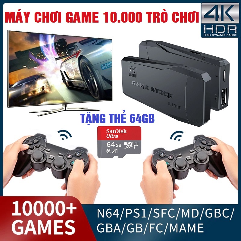 Máy Chơi Game Điện Tử 4 Nút Game Stick 4k 10000 game Trò Chơi Game Cổ Điển ATARI / PS1 / FC / GBA / SFC