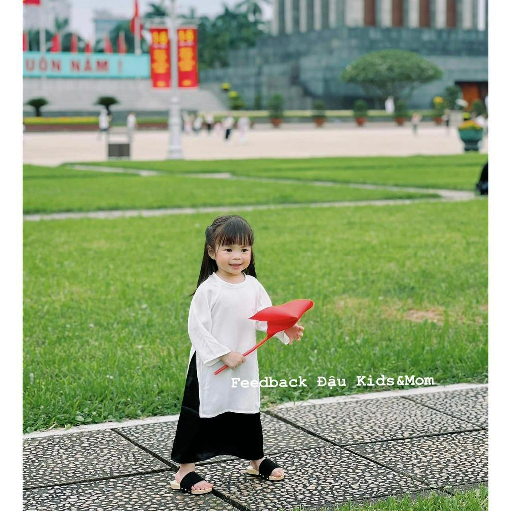 Áo Dài Trắng Chất Lụa Cho Bé Gái - Đậu Kids&Mom