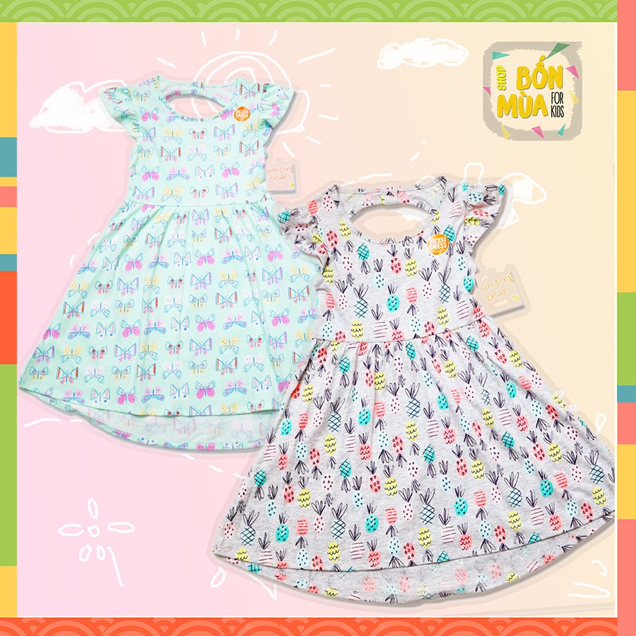 🍎Đầm thun cotton xuất dư thấm mồ hôi thiết kế cánh tiên mặc hè-SHOP BỐN MÙA