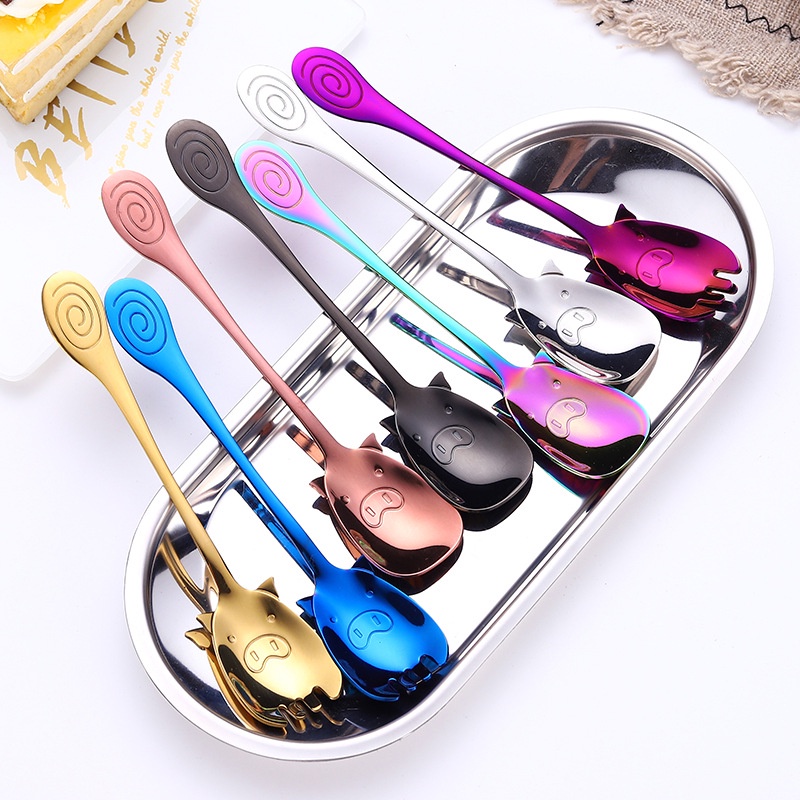 Bộ Dụng Cụ Ăn Uống Bằng Inox 304 Kiểu Hoạt Hình Đáng Yêu Cho Bé