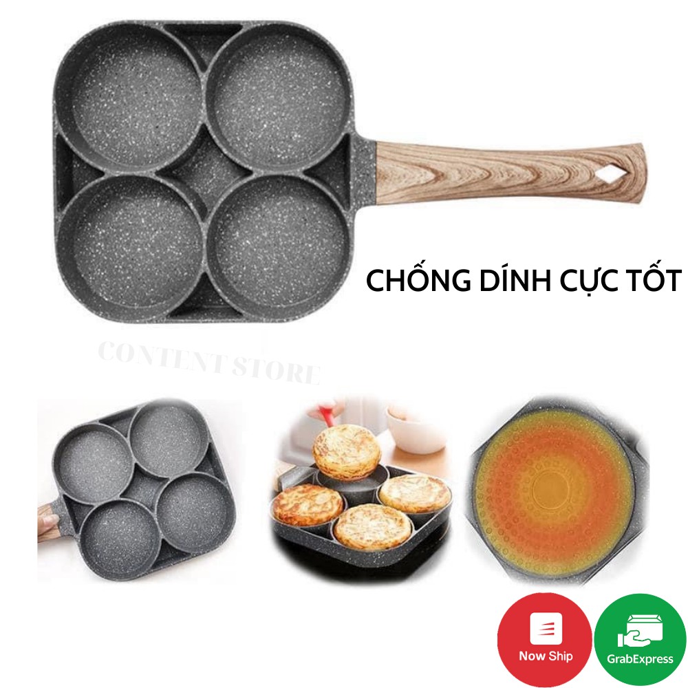 Chảo Chia Ô, Chảo Đá Siêu Chống Dính Chia 4 Ngăn Tiện Lợi Dùng Được Bếp Từ Cho Gia Đình