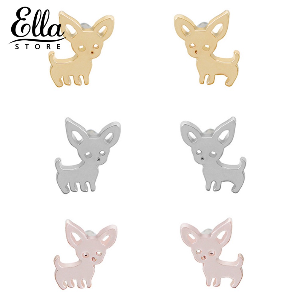2 Bông Tai Xỏ Lỗ Hình Chihuahua Cho Nữ