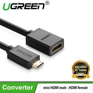 Đầu Chuyển mini HDMI male ra HDMI female - dài 20CM - UGREEN 20137 - (màu đen) - Hàng Chính Hãng