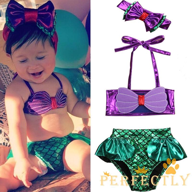 ✨QDA-Toddler Baby Girls Kids Mermaid Summer Beach Swimwear Swimsuit Bikini Set Playsuit