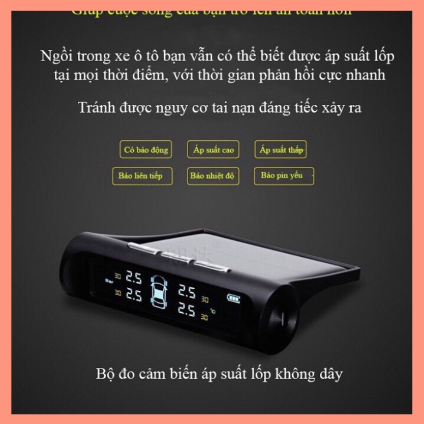 Cảm Biến Áp Suất Lốp Ô Tô TPMS Phiên Bản QUỐC TẾ Màn Hình Màu dùng Năng Lượng Mặt Trời (Loại gắn ngoài van)