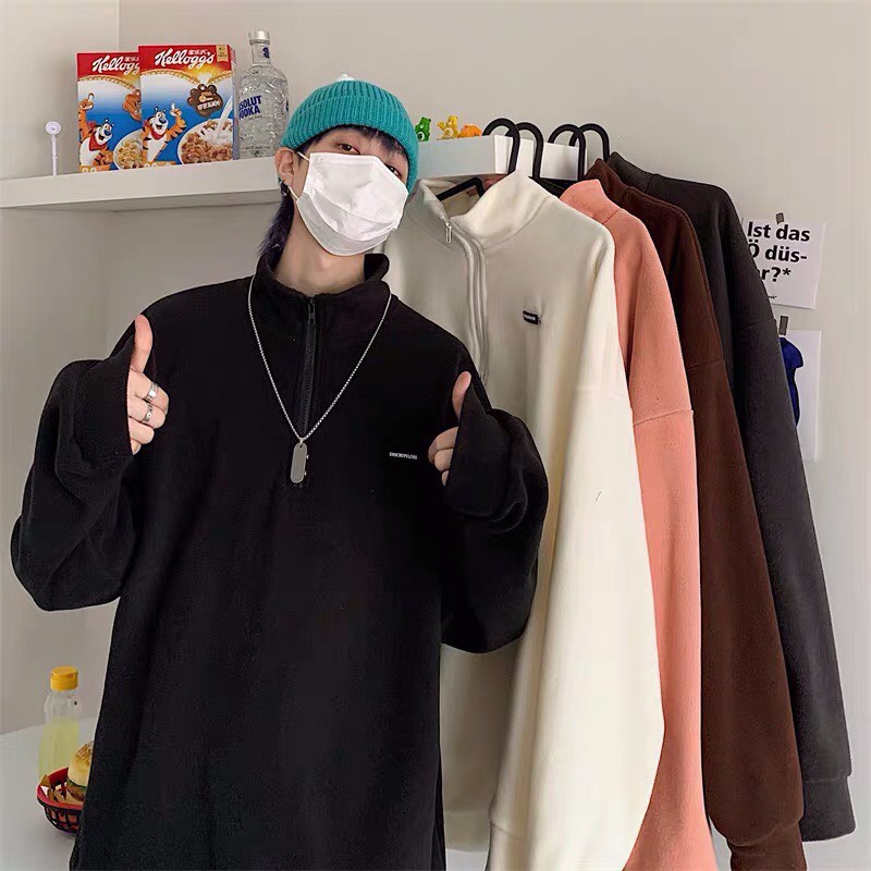 ÁO NỈ SWT CỔ KHOÁ LOGO UNISEX NAM NỮ [ RẺ VÔ ĐỊCH ]