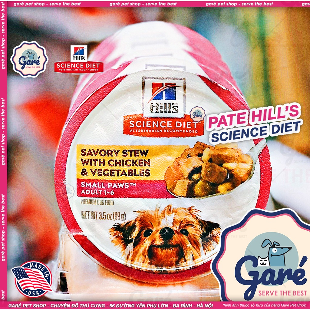 99g - Pate Thịt hầm Hill's Science Diet dành cho Chó giống nhỏ trưởng thành Hương vị Thịt gà &amp; Rau, Thịt bò &amp; rau