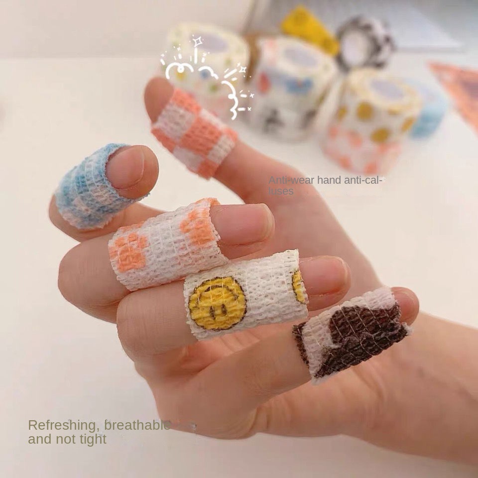 Băng Quấn Bảo Vệ Ngón Tay Co Giãn Tự Dính Họa Tiết Hoạt Hình Dễ Thương