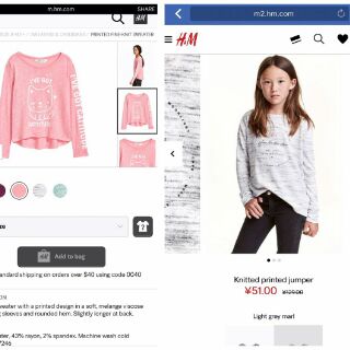 Áo len H&M bé gái size đại