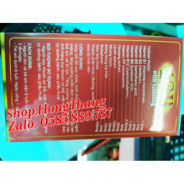 Viên tăng lực nhân sâm 12B Giúp bồi bổ cơ thể, ăn ngủ ngon, cho người suy nhược, sau bệnh.