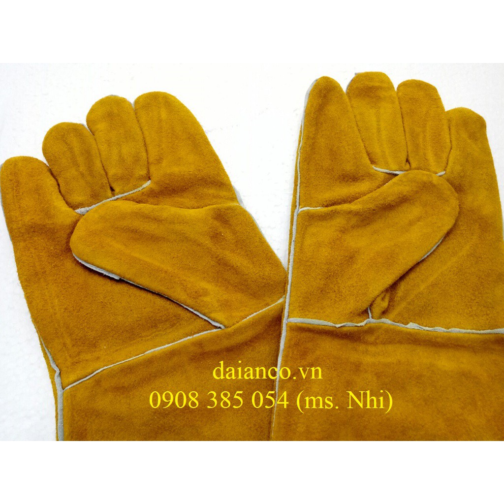 Găng tay da hàn EW14 - chống nóng, chịu nhiệt, chống mài mòn- Hình thật, có sẵn