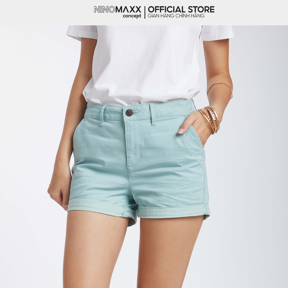 Ninomaxx Quần Short Nữ dáng ôm đẹp chất liệu kaki 1907092
