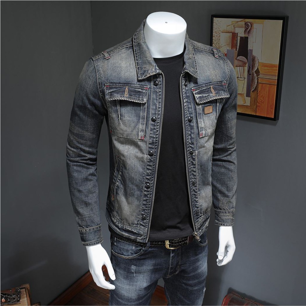 nam áo Áo khoác Jean - Biker Jacket Jean Mẫu Mới 2020
