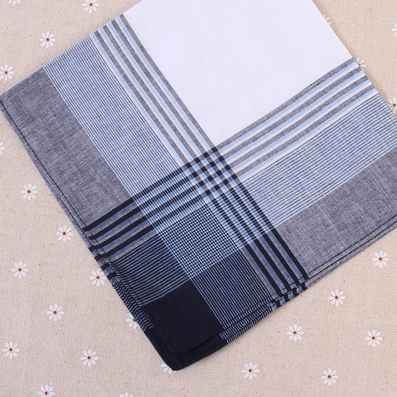 Bộ 5 Khăn Tay Cotton Vuông Kẻ Sọc Cá Tính Cho Nam