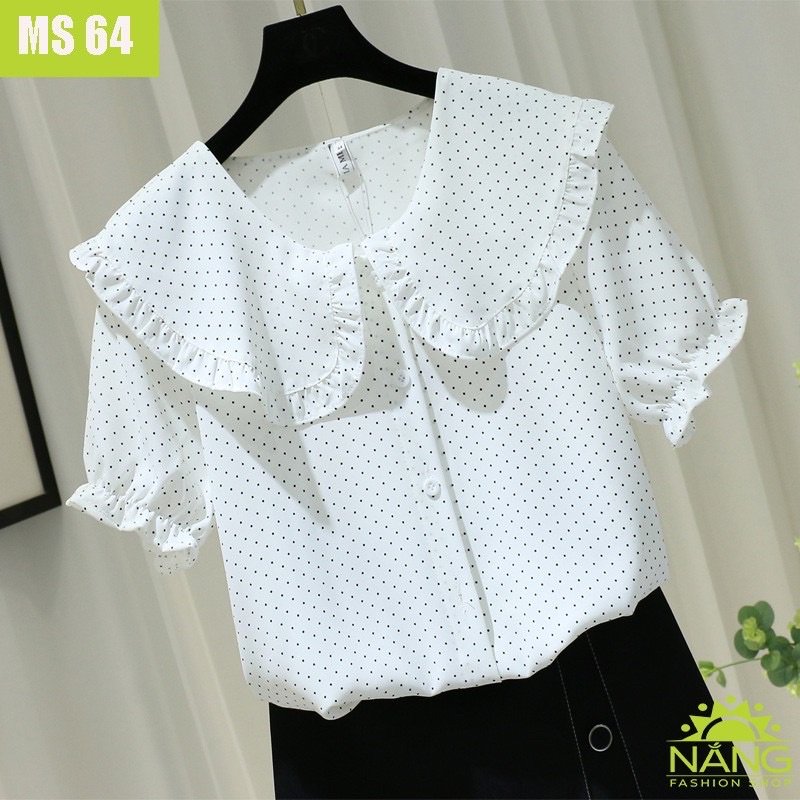 MS64 ÁO SƠ MI CÔNG SỞ NỮ CỔ SEN BI MÈ