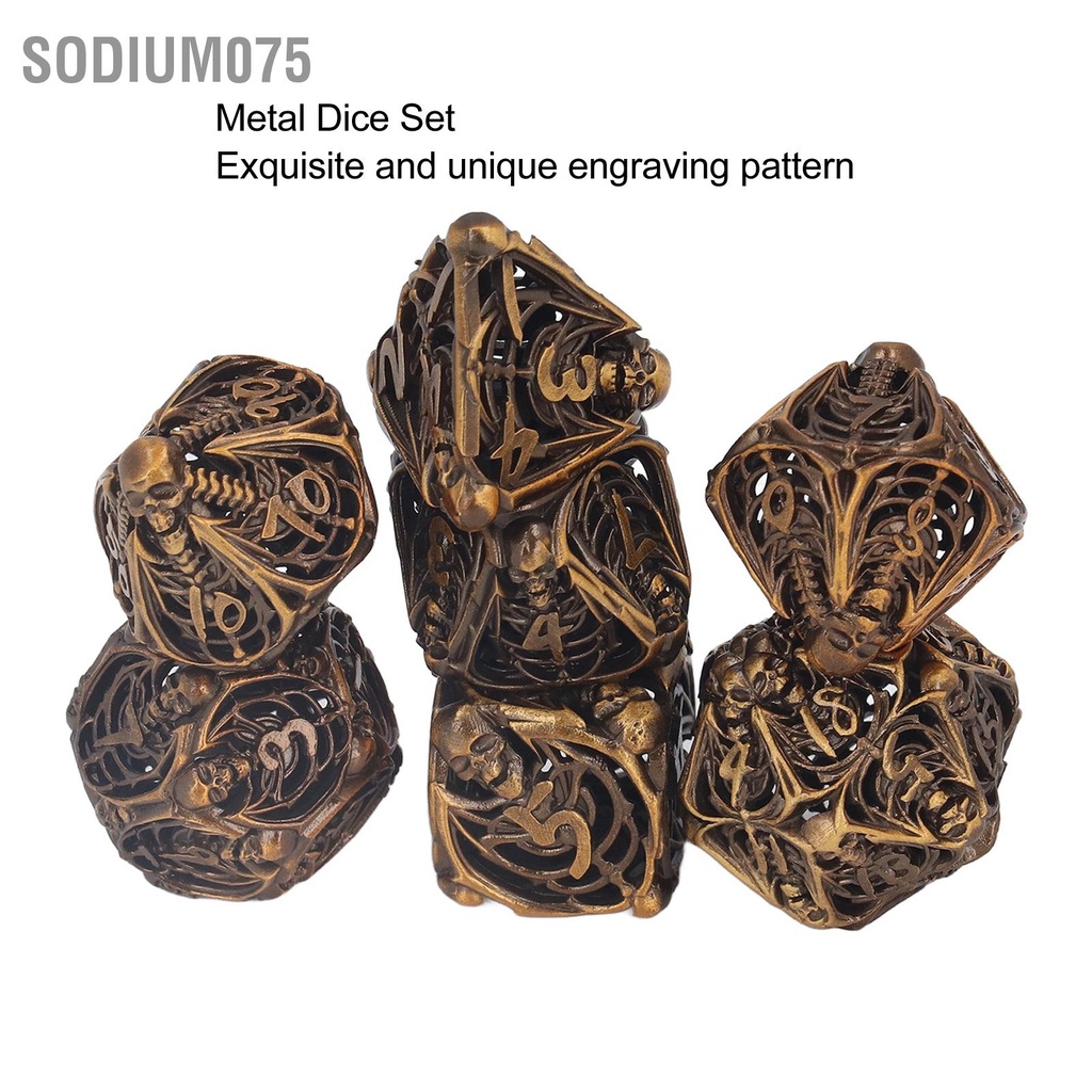 Có thể bán buôn Bộ 7 Xí Ngầu Kim Loại Polyhedral Dùng Để Chơi Game sodium075 Hàng giao ngay