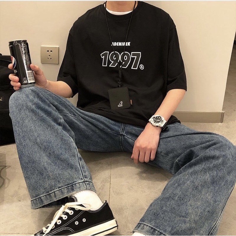 Áo thun nam nữ unisex tay lỡ phông form rộng 1997 teen cổ tròn oversize cotton giá rẻ màu đen trắng tee pull freesize