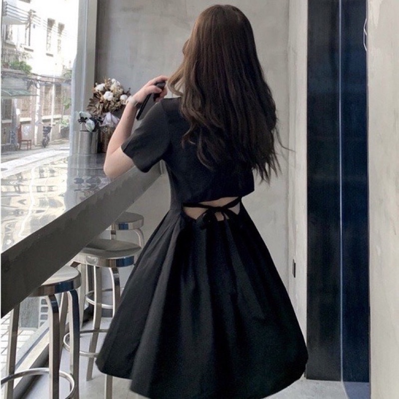 Đầm hở lưng sơ mi MACA