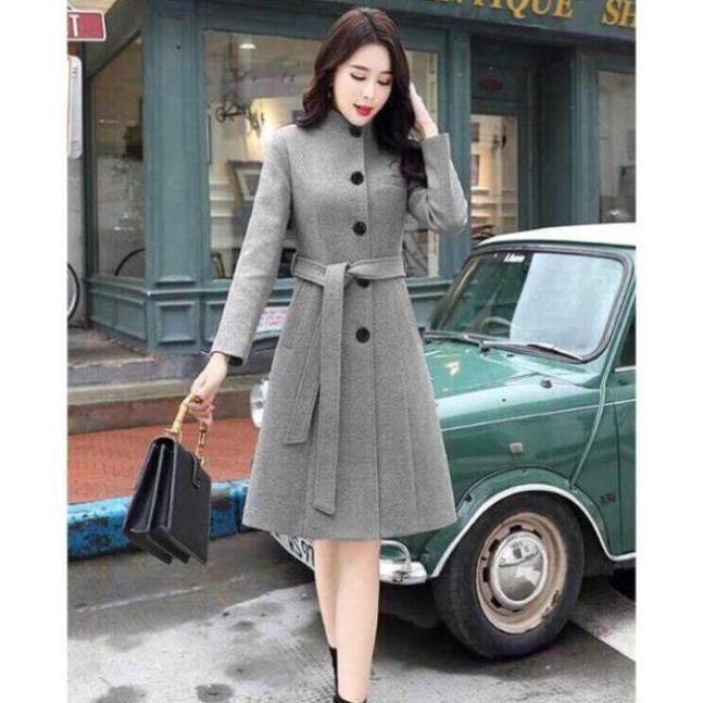 Áo Khoác Dạ Cổ Trụ - Áo Dạ Nữ Dáng Dài Cổ Đứng Túi Xéo Kèm Đai Cao Cấp ( Có ảnh cận chất vải) | BigBuy360 - bigbuy360.vn