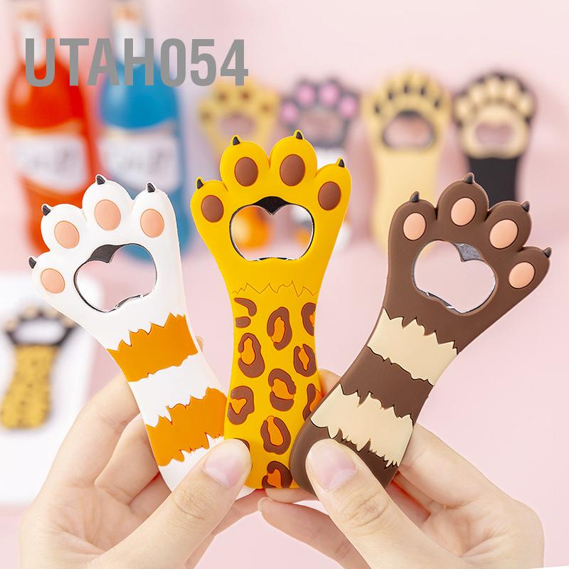 Utah054 Dụng cụ mở chai Cat Paw Đa chức năng Hoạt hình dễ thương Màu sắc sống động Nam châm silicone với nam tủ lạnh cho gia đình
