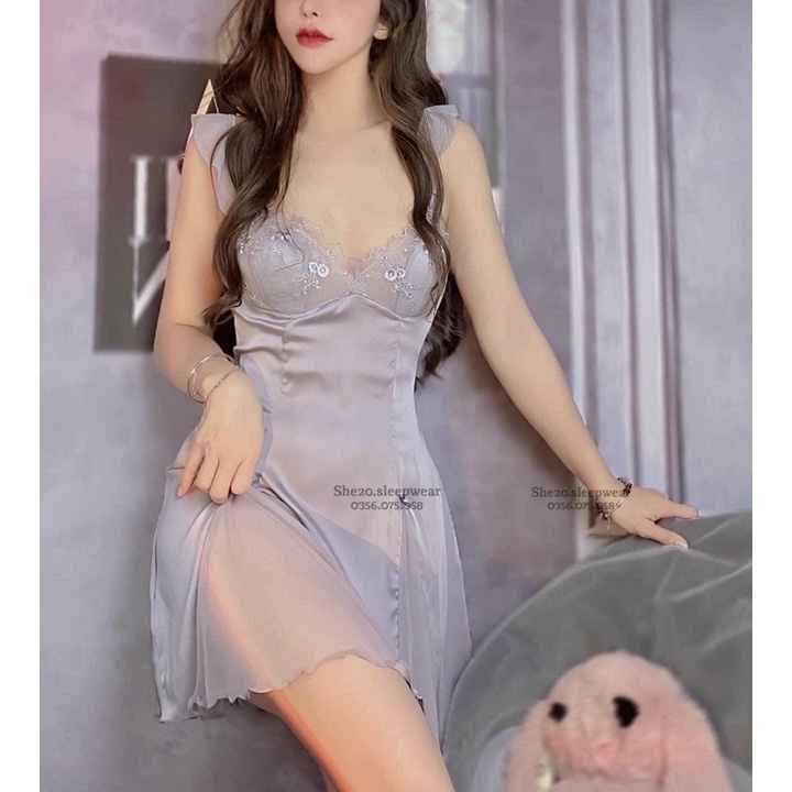 Váy ngủ lụa xoè cách điệu ôm dáng cực đỉnh M214