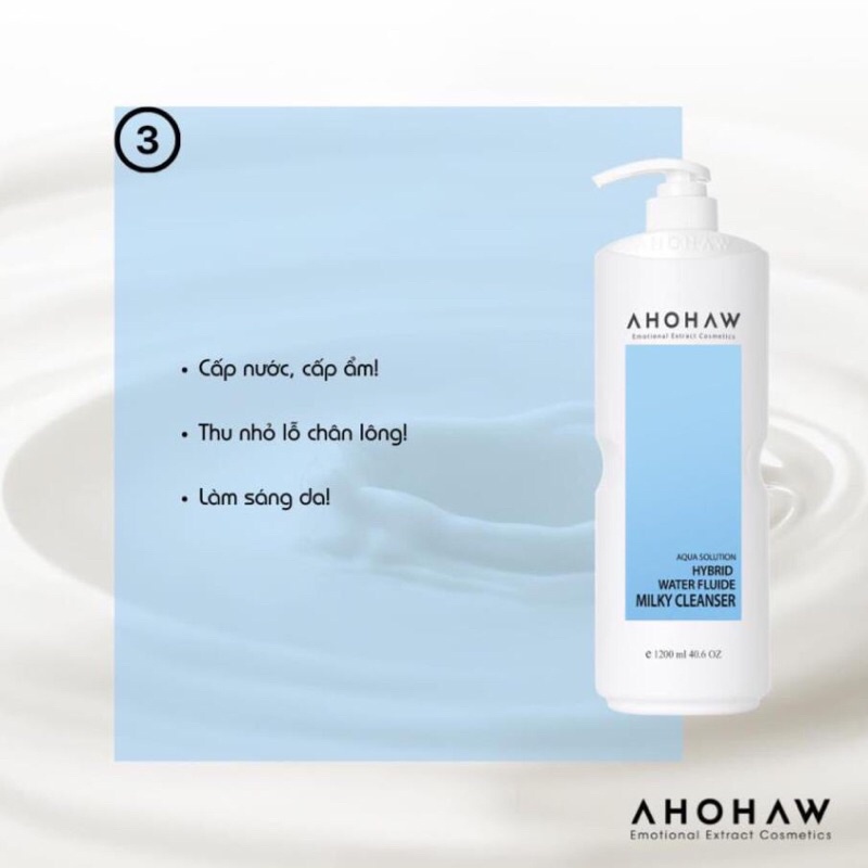 Sữa tẩy trang AHOHAW 3 in 1 HYBRID WATER MILKY CLEANSER