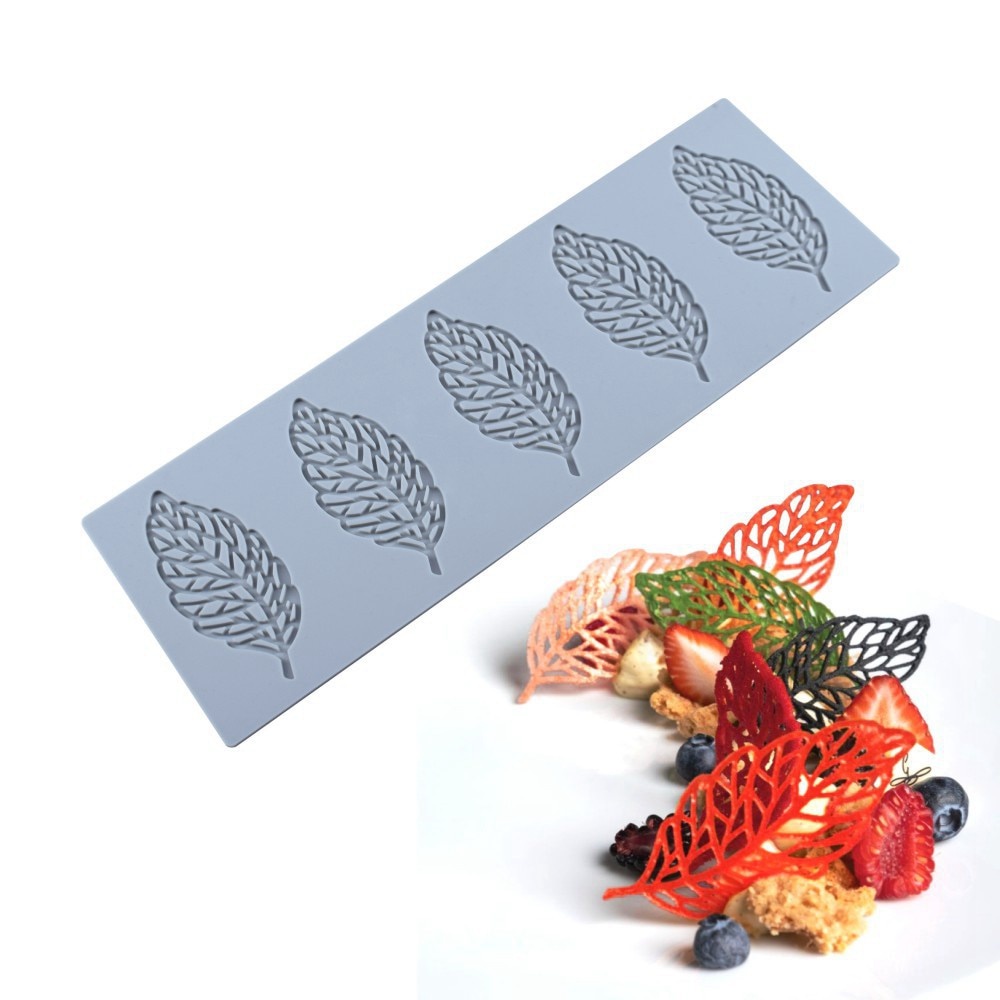 Khuôn Silicone Tạo Hình Trang Trí Bánh Kem Hình Lá Cây 3D