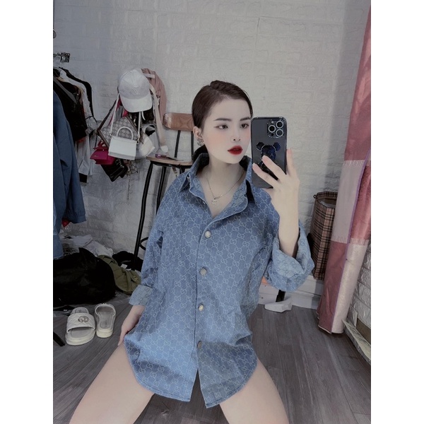 Áo sơ mi bò gg dài tay