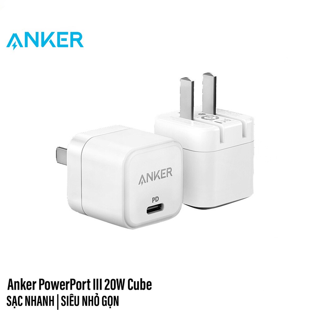 CHÍNH HÃNG [GIAO HÀNG NHANH] Củ sạc nhanh Anker A2149 PD 20w (chân gập)