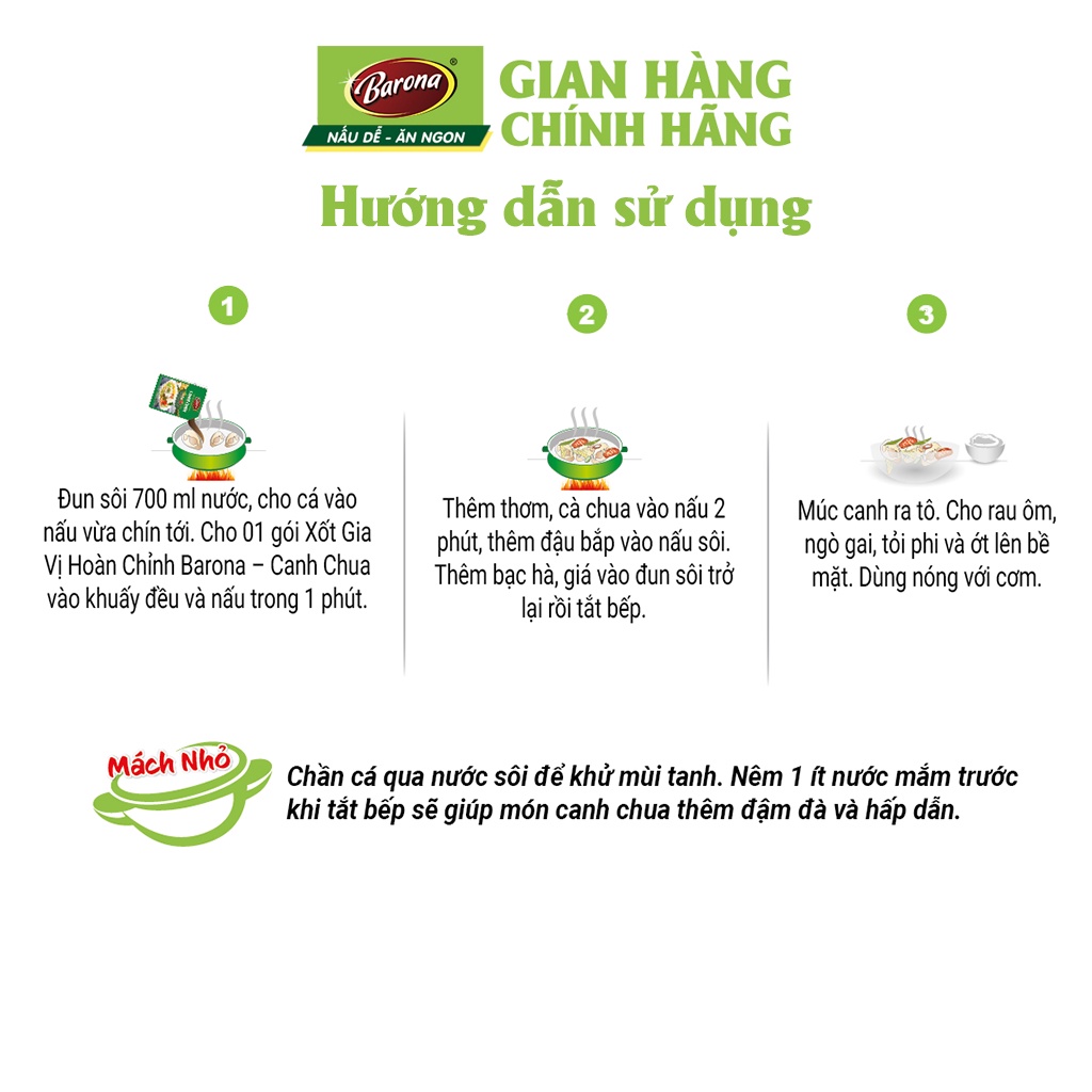 Gia Vị Canh Chua Barona 80g ướp ngon chuẩn vị không cần nêm nếm