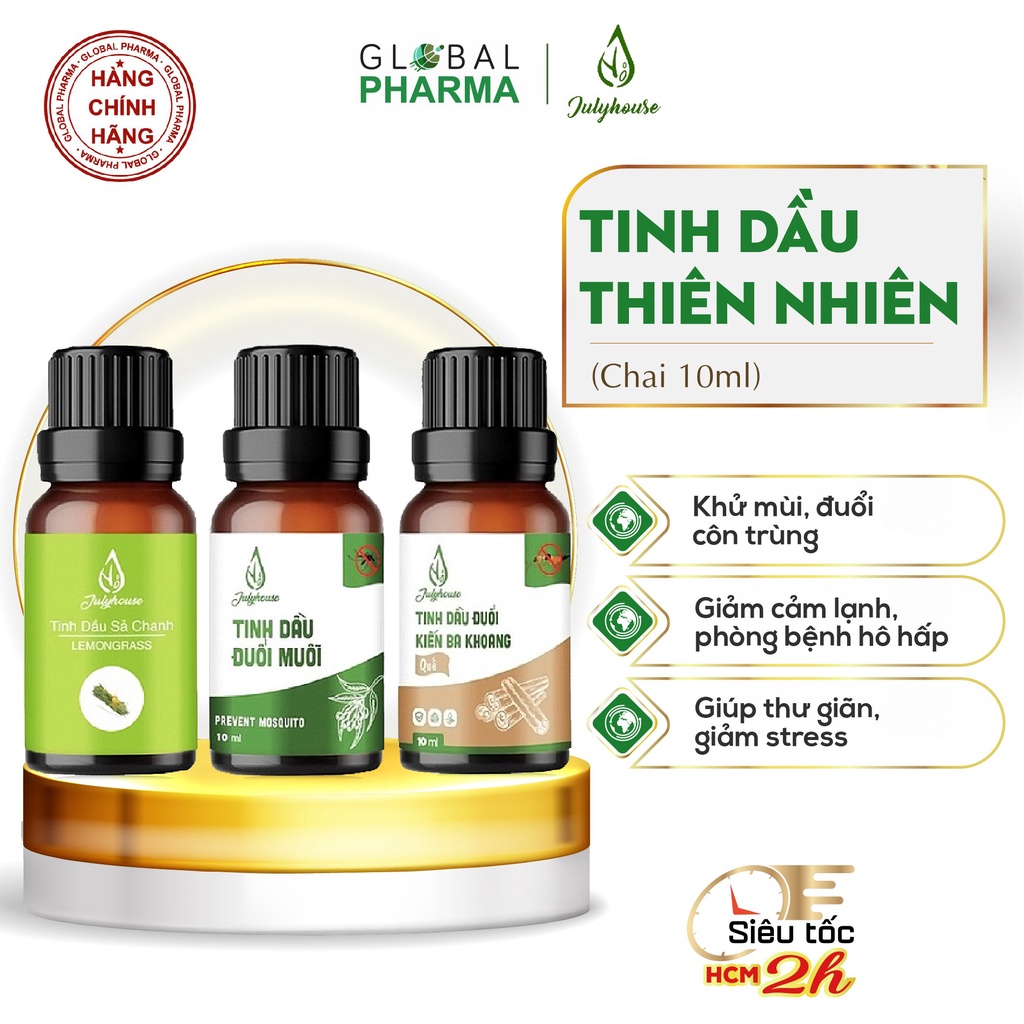 Tinh dầu thiên nhiên nguyên chất JULYHOUSE khử mùi, đuổi muỗi, thư giãn, xông phòng (Chai 10ml)