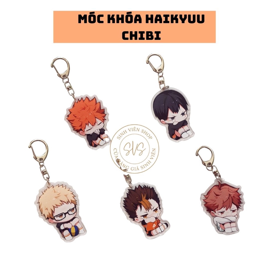 Móc khóa Anime/Manga Haikyuu nhân vật chibi bóng chuyền acrylic