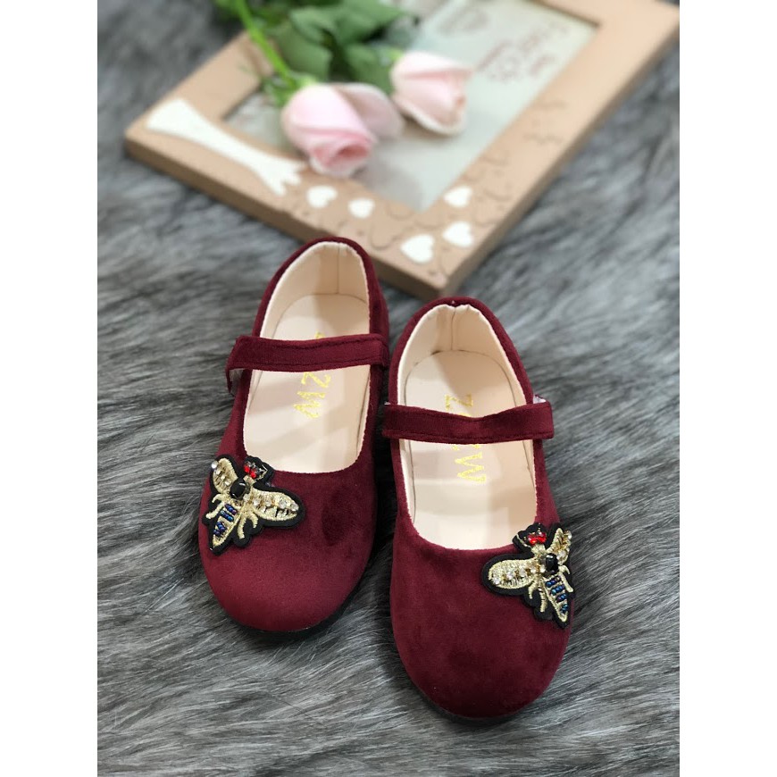Giày Búp Bê Chuồn Chuồn Nhung Đen