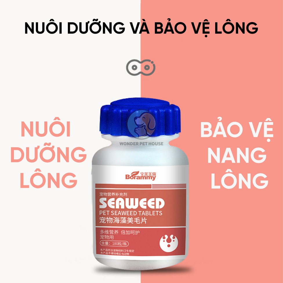 Viên Dưỡng Lông Chó Mèo Seaweed - Hỗ trợ mượt lông - Giảm rụng lông