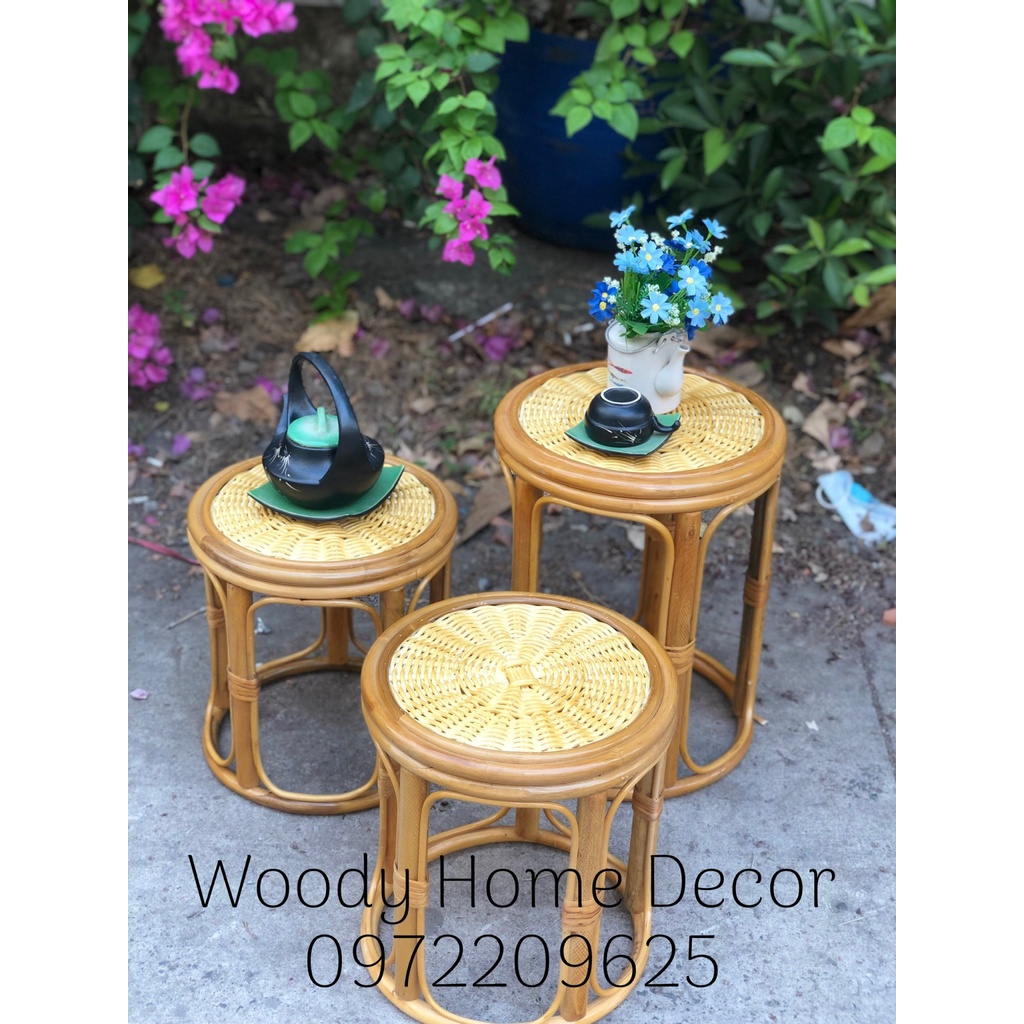 Đôn mây song đan kín siêu chắc chắn-Decor phòng, bàn trà, ban công, đôn ngồi
