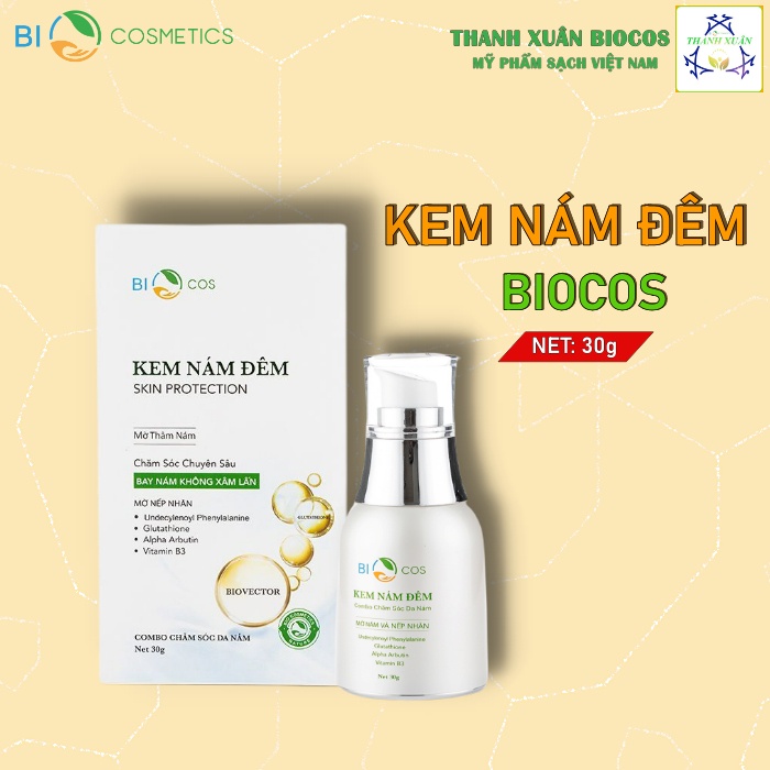 Kem Nám Đêm BIOCOS 30g - Chiết Xuất Từ Thiên Nhiên, Dưỡng Trắng, Mờ Thâm, Giảm Nám, Chống Lão Hóa, Dưỡng Da An Toàn