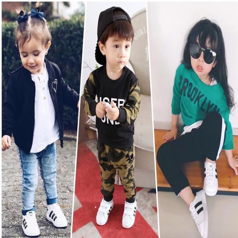 Giày thể thao sọc đen bé trai/bé gái (21-25)